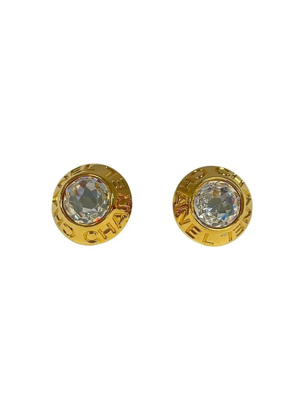 Chanel Earrings Gold Clear